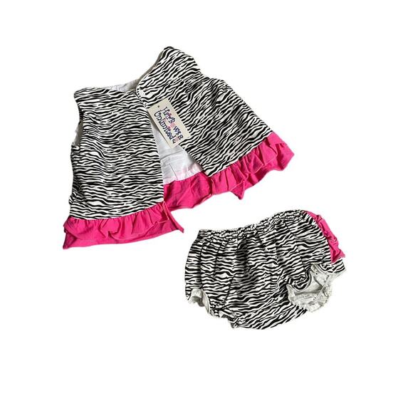 Zebra Print Baby Girl Ruffle Butt Outfit - Picture 2 of 2